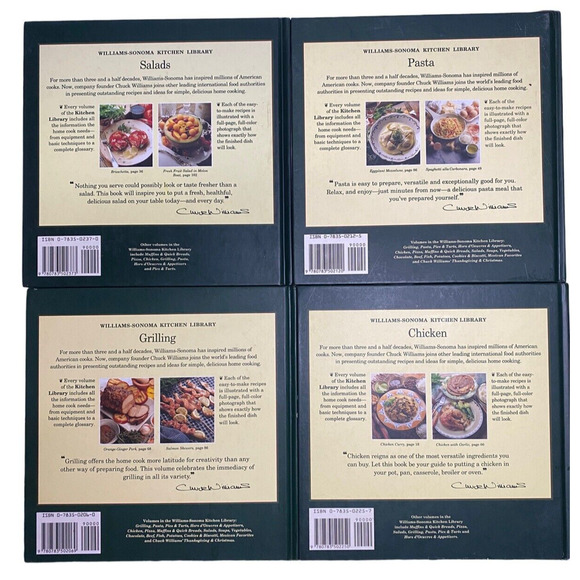 LOT OF 4 WILLIAMS SONOMA-PASTA/SALADS/CHICKEN/GRILLING-KITCHEN HB 1993/4 - Picture 2 of 10